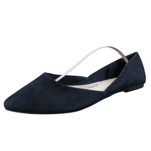Time and Tru Black Faux Suede Pointed Toe Flats Women's 6 Memory Foam